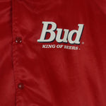 Budweiser - Red Bud King Of Beers Button-Up Satin Jacket 1980s X-Large Vintage Retro