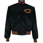 NFL (Chalk Line) - Black Chicago Bears Satin Jacket 1990s Medium Vintage Retro Football