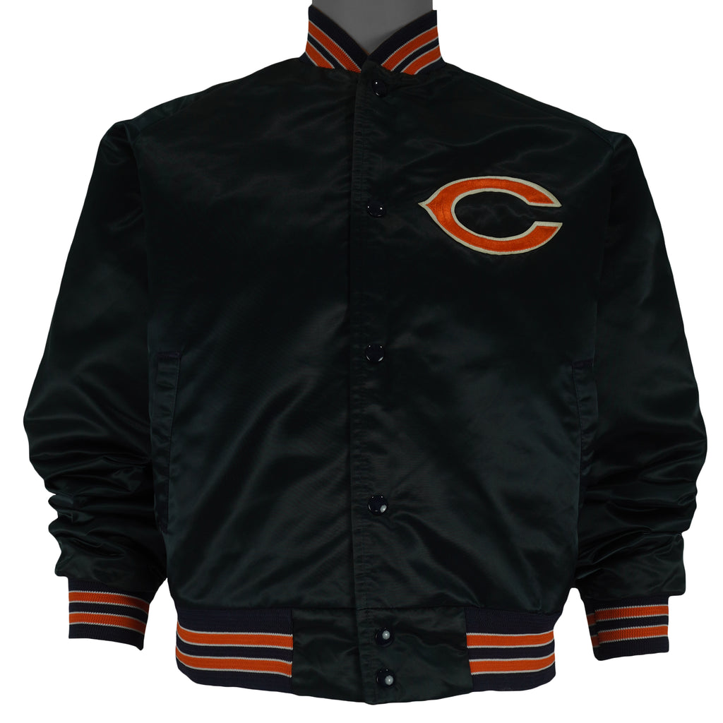 NFL (Chalk Line) - Black Chicago Bears Satin Jacket 1990s Medium Vintage Retro Football