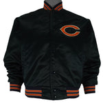 NFL (Chalk Line) - Black Chicago Bears Satin Jacket 1990s Medium Vintage Retro Football