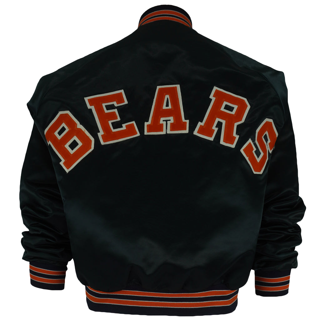 NFL (Chalk Line) - Black Chicago Bears Satin Jacket 1990s Medium Vintage Retro Football