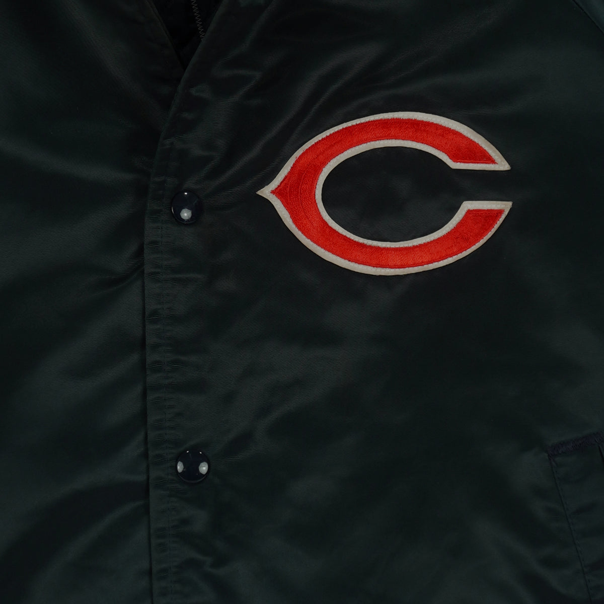 NFL (Chalk Line) - Black Chicago Bears Satin Jacket 1990s Medium Vintage Retro Football