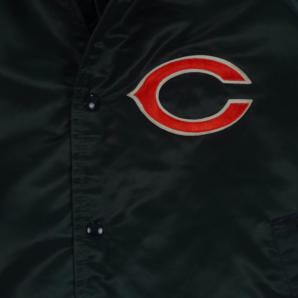 NFL (Chalk Line) - Black Chicago Bears Satin Jacket 1990s Medium Vintage Retro Football