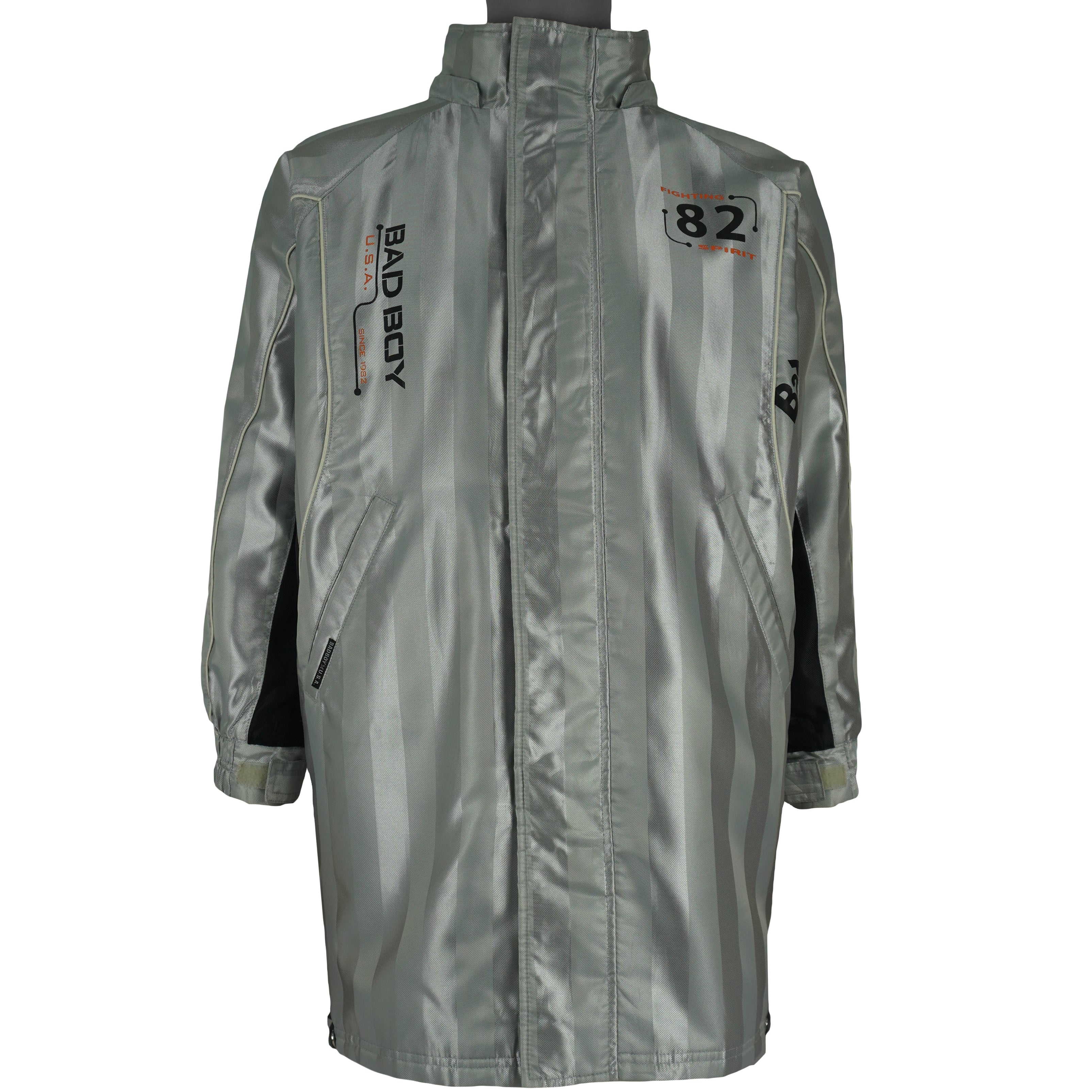 Vintage - Silver Bad Boy U.S.A. Long Jacket 1990s Medium Vintage Retro