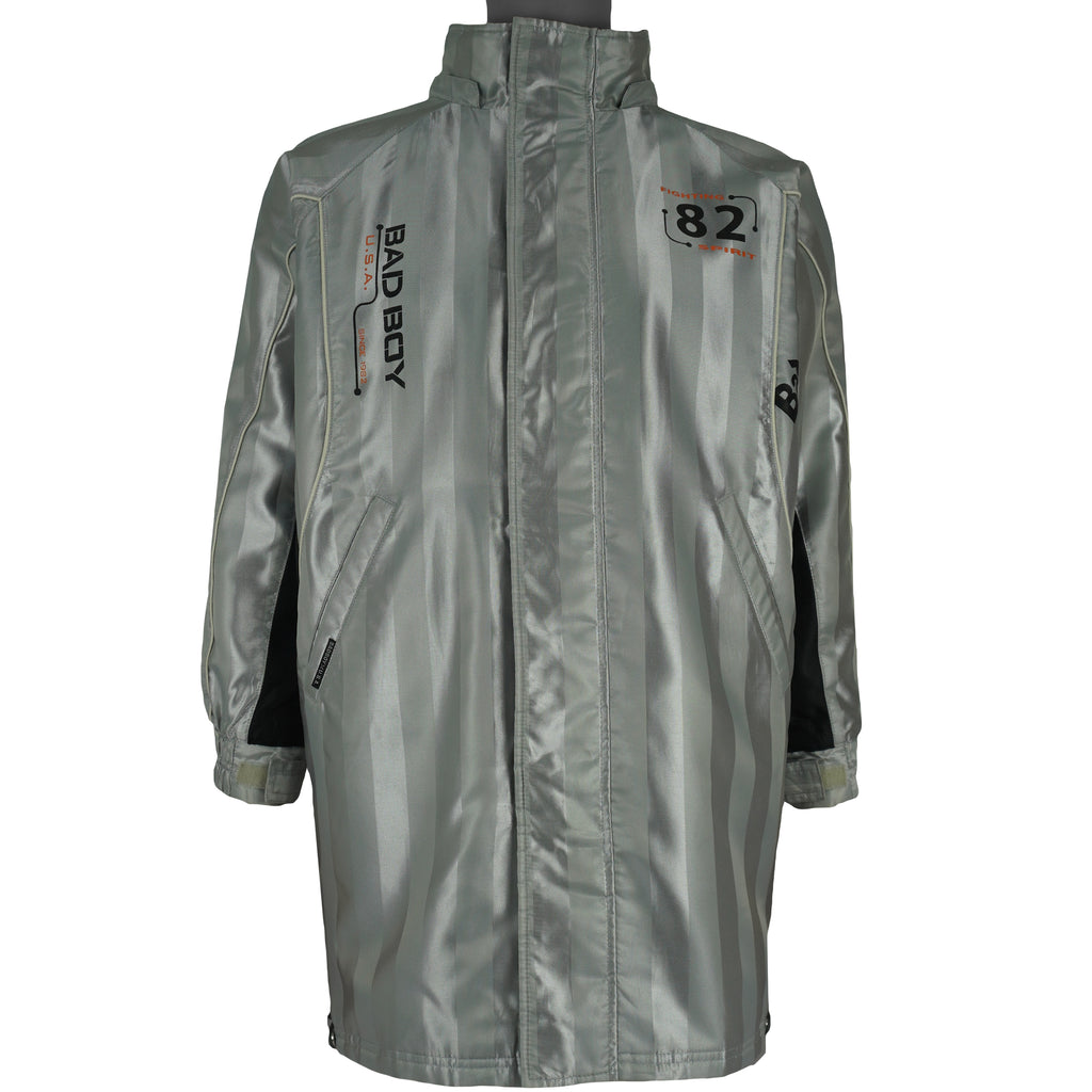 Vintage - Silver Bad Boy U.S.A. Long Jacket 1990s Medium Vintage Retro