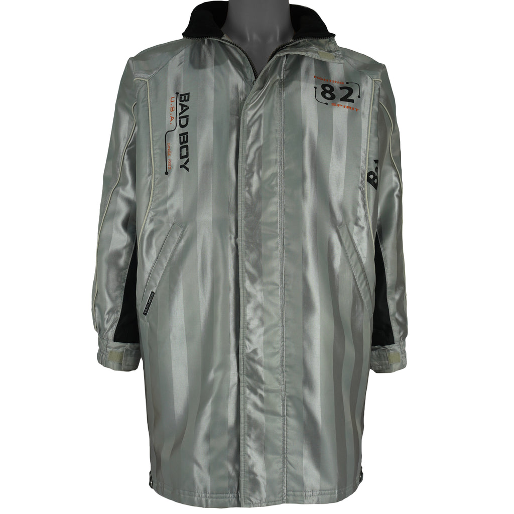 Vintage - Silver Bad Boy U.S.A. Long Jacket 1990s Medium Vintage Retro