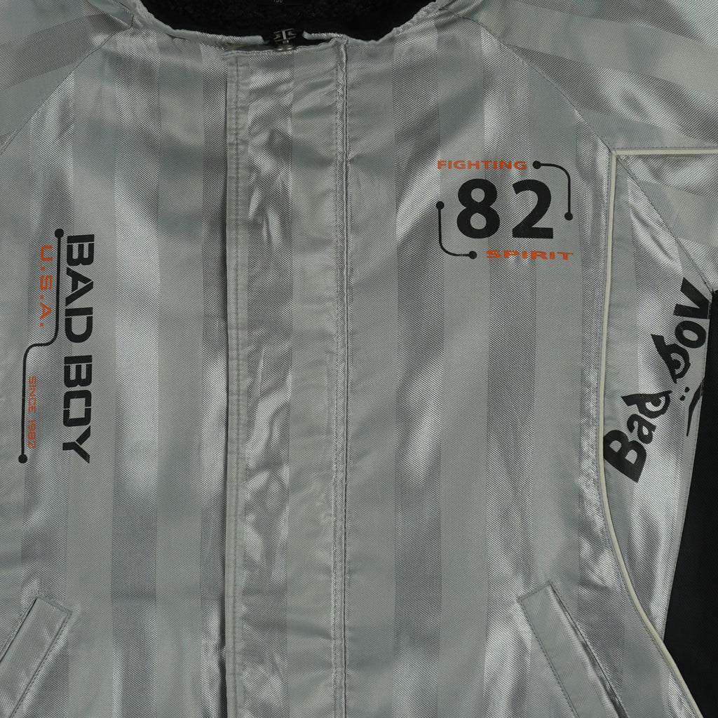 Vintage - Silver Bad Boy U.S.A. Long Jacket 1990s Medium Vintage Retro