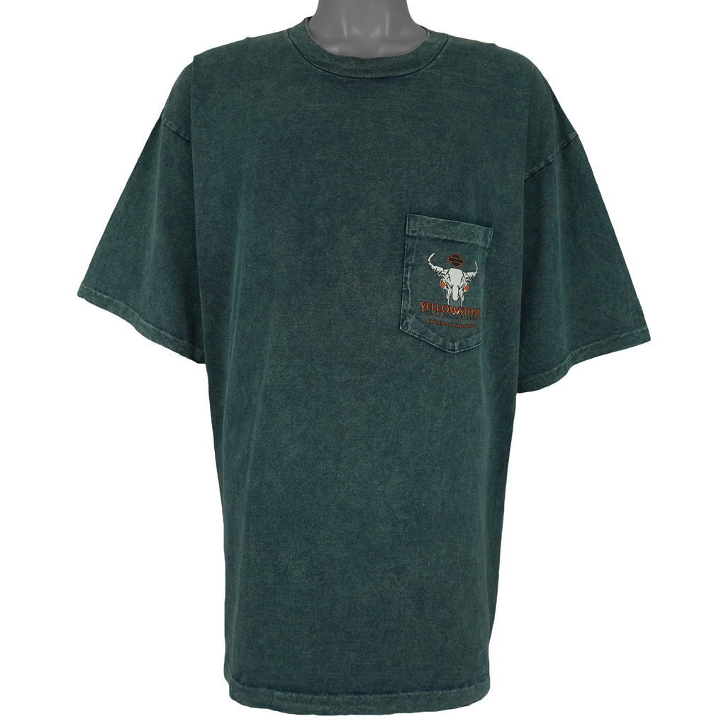 Harley Davidson - Yellowstone Bozeman Montana Cowboy T-Shirt 1990s X- Large Vintage Retro
