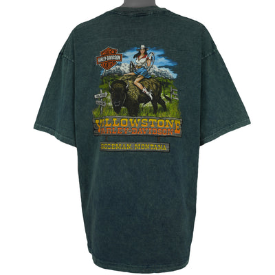 Harley Davidson - Yellowstone Bozeman Montana Cowboy T-Shirt 1990s X-Large