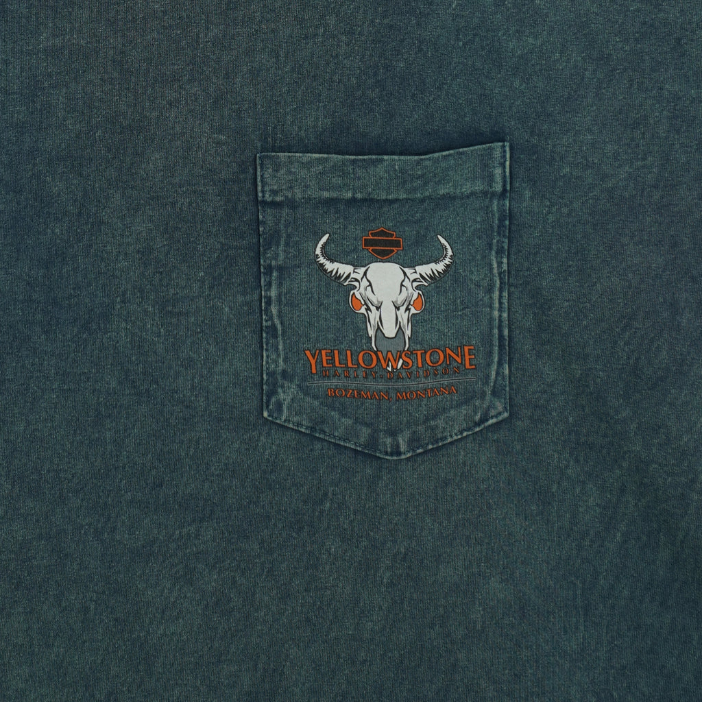 Harley Davidson - Yellowstone Bozeman Montana Cowboy T-Shirt 1990s X- Large Vintage Retro