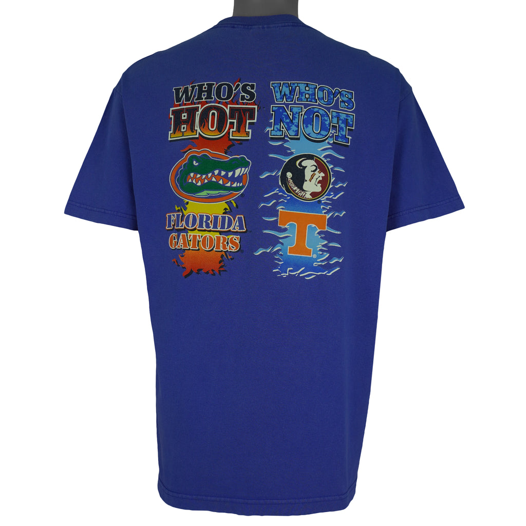 NCAA - Florida Vs Tennessee, Who's Hot, Who's Not Spell-Out T-Shirt 1990s Large Vintage Retro