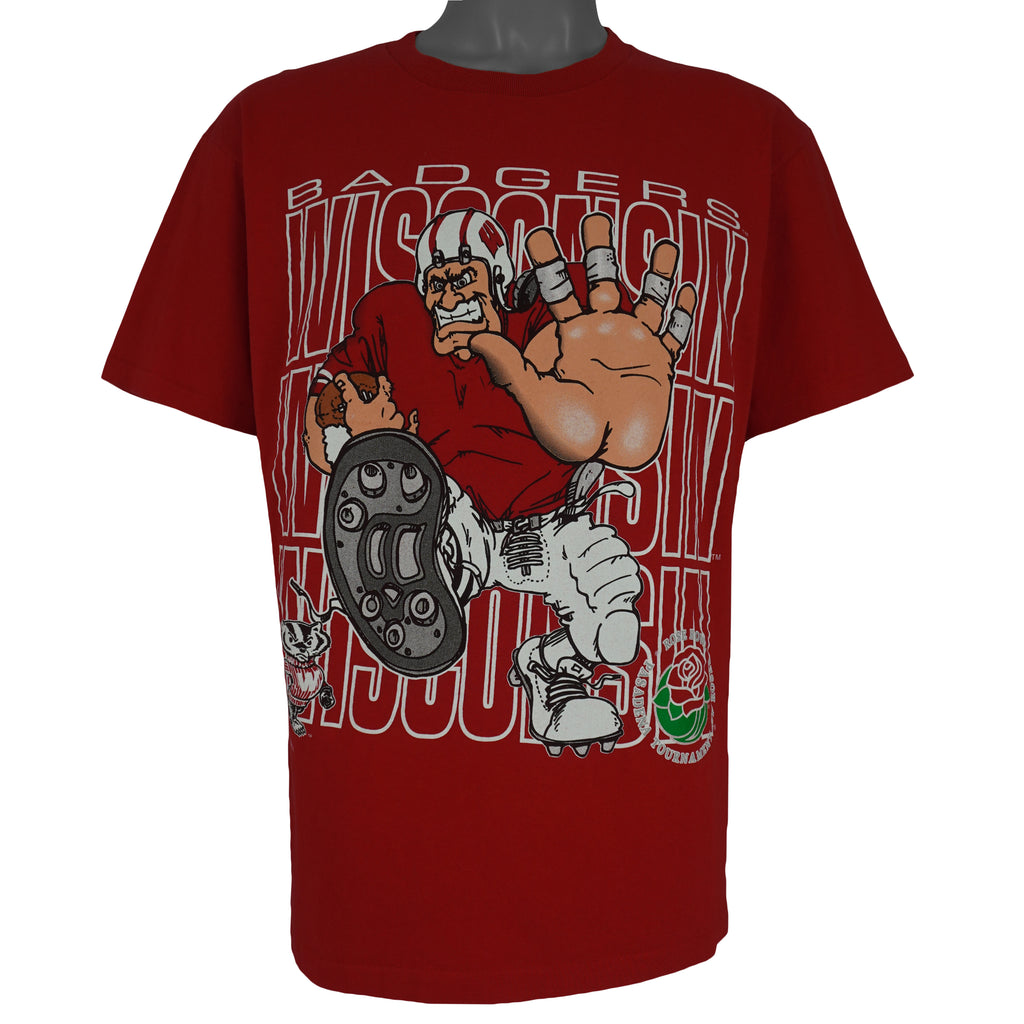 NCAA (Nutmeg) - Wisconsin Badgers, Rose Bowl T-Shirt 1990s Large Vintage Retro