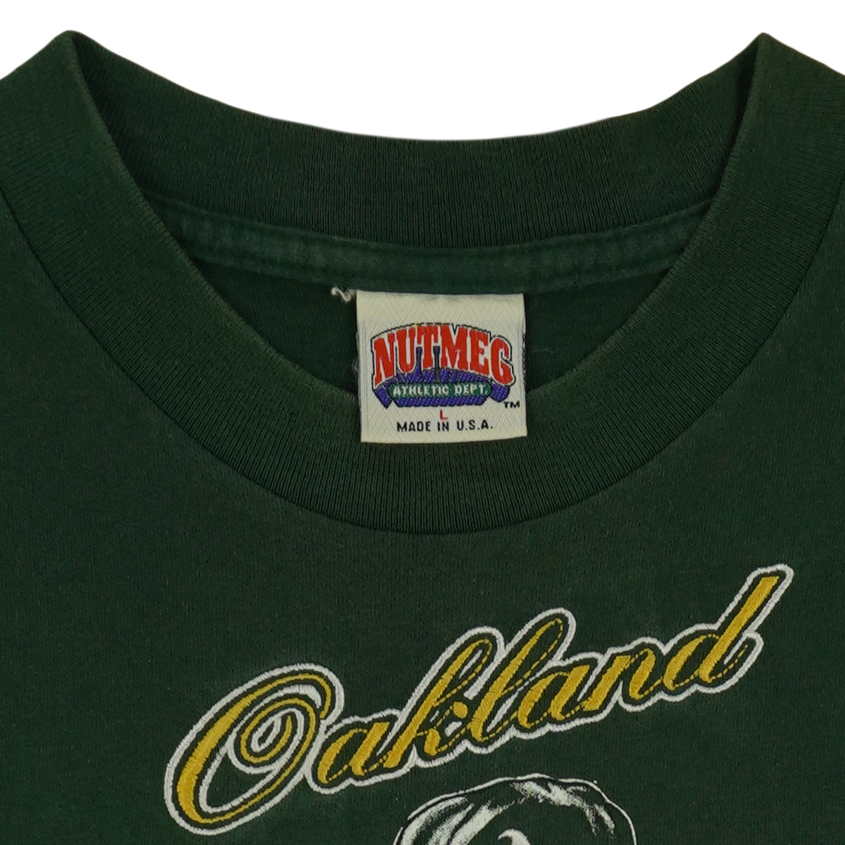 MLB (Nutmeg) - Oakland Athletics Locker Room T-Shirt 1991 Large Vintage Retro Baseball