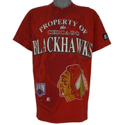 Starter - Property Of The Chicago Blackhawks T-Shirt 1990s Large Vintage Retro Hockey