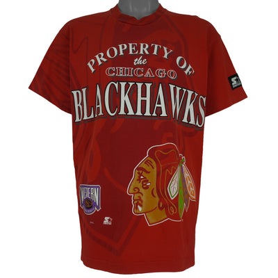 Starter - Property Of The Chicago Blackhawks T-Shirt 1990s Large