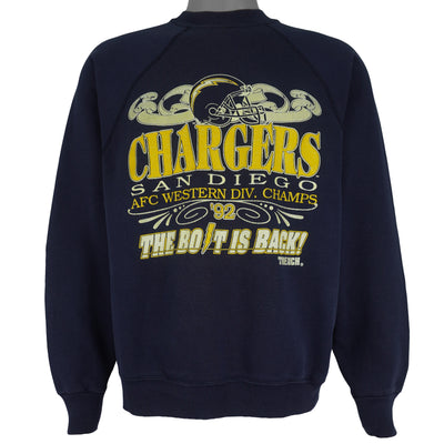 NFL (Tultex) - Chargers, The Bolt Is Back! Crew Neck Sweatshirt 1992 Large