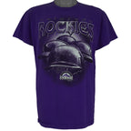 MLB (Dynasty) - Purple Colorado Rockies T-Shirt 2002 Medium Vintage Retro Baseball
