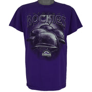 MLB (Dynasty) - Purple Colorado Rockies T-Shirt 2002 Medium Vintage Retro Baseball
