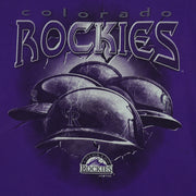 MLB (Dynasty) - Purple Colorado Rockies T-Shirt 2002 Medium Vintage Retro Baseball