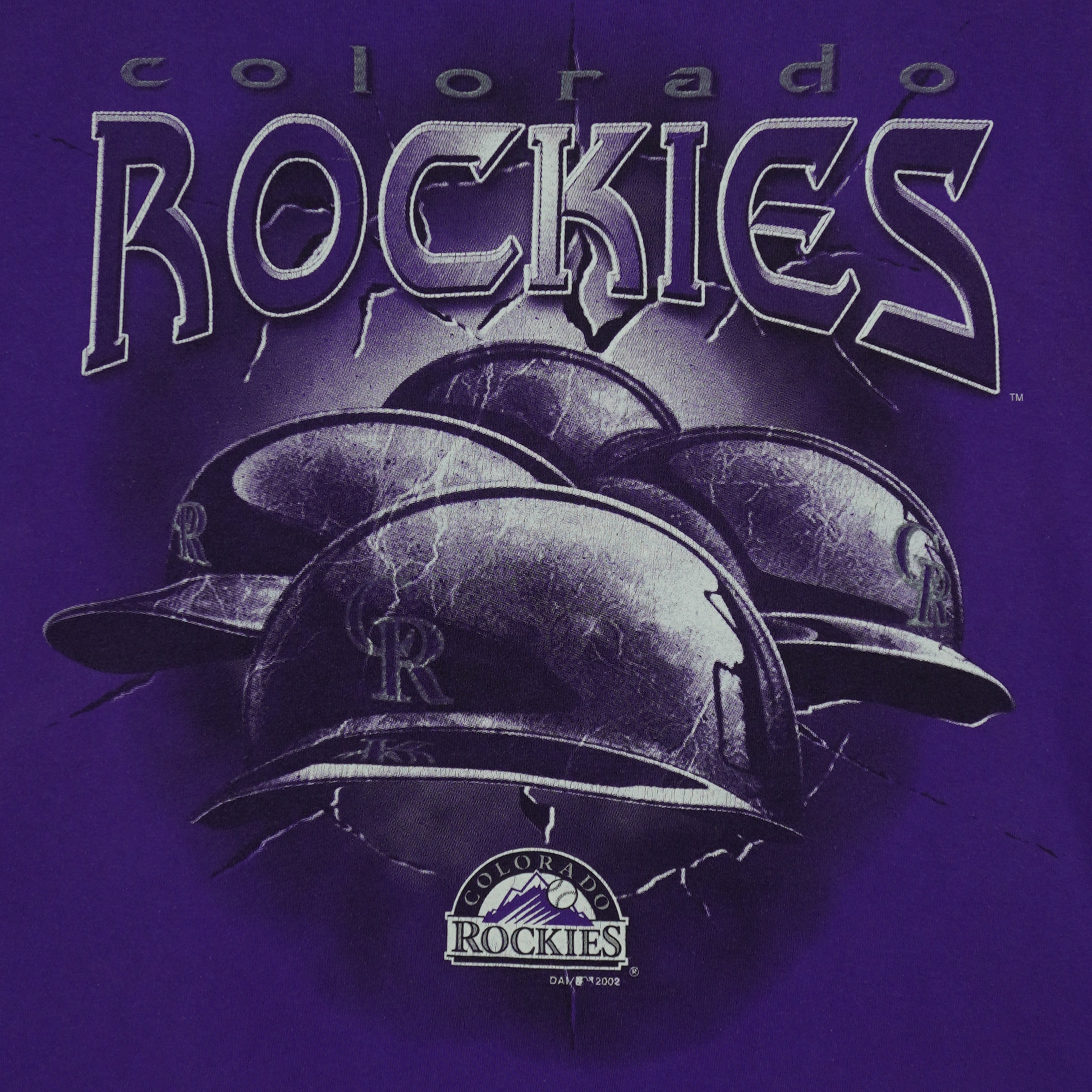 MLB (Dynasty) - Purple Colorado Rockies T-Shirt 2002 Medium Vintage Retro Baseball