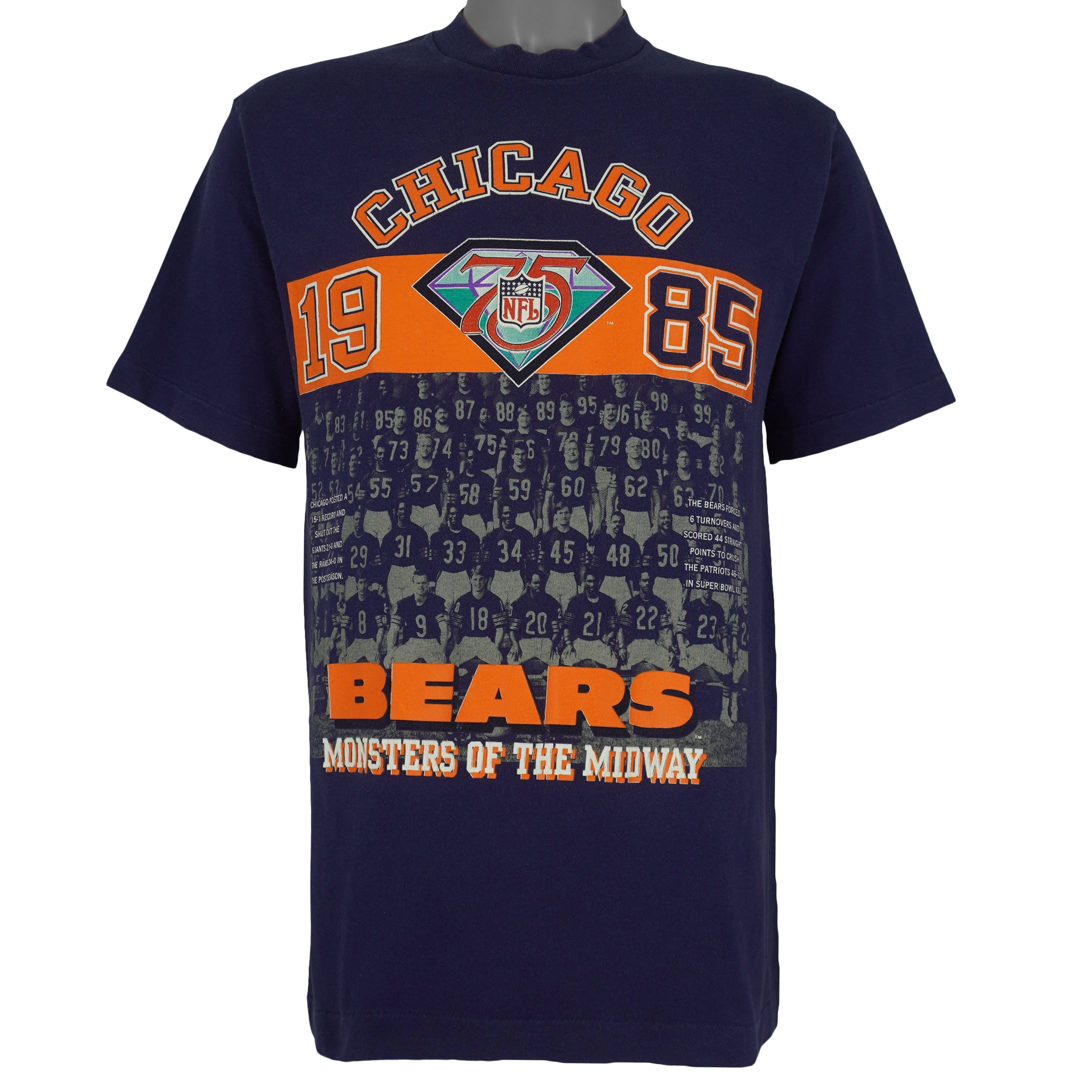 NFL- Chicago Bears Monster Of The Midway 1985 Spell-Out T-Shirt 1990s Medium Vintage Retro Football