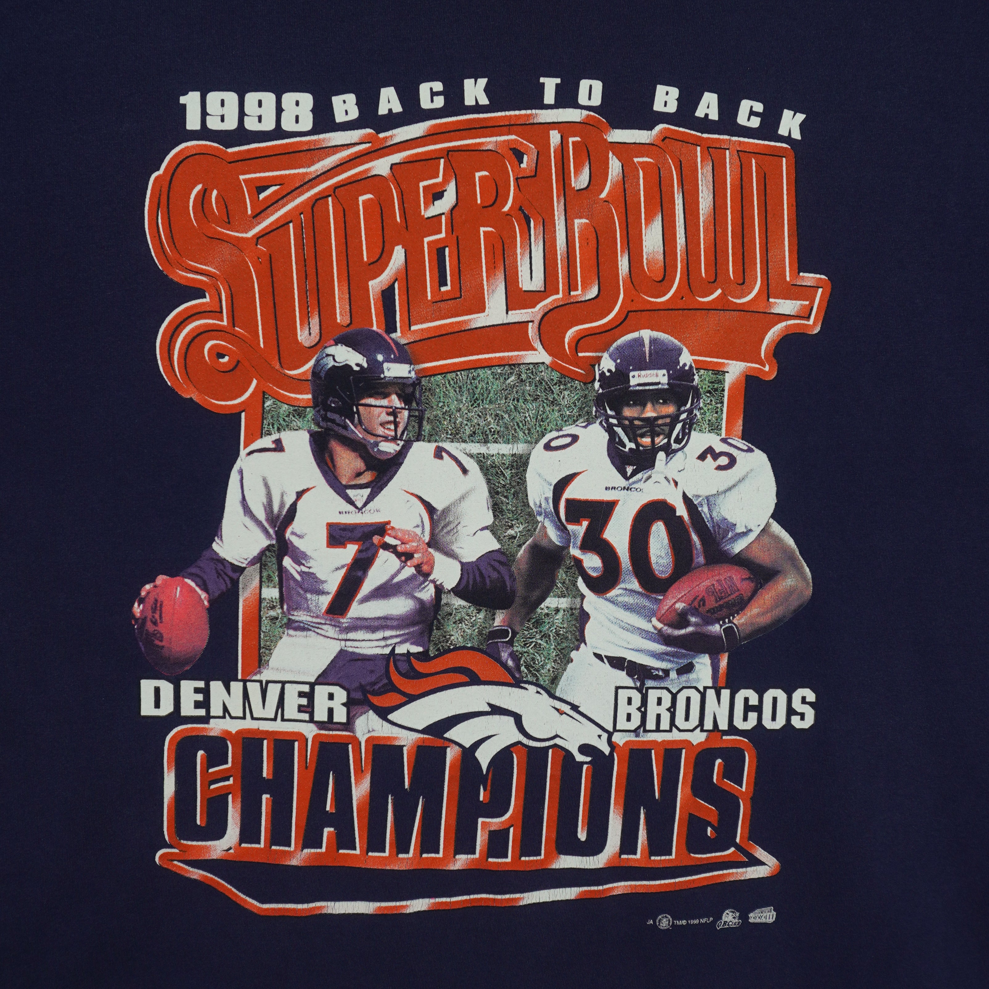 NFL (Sport Attack) - Denver Broncos Super Bowl Champions T-Shirt 1999 X-Large Vintage Retro Football