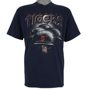 MLB (Dynasty) - Detroit Tigers Helmets T-Shirt 2002 Large Vintage Retro Baseball