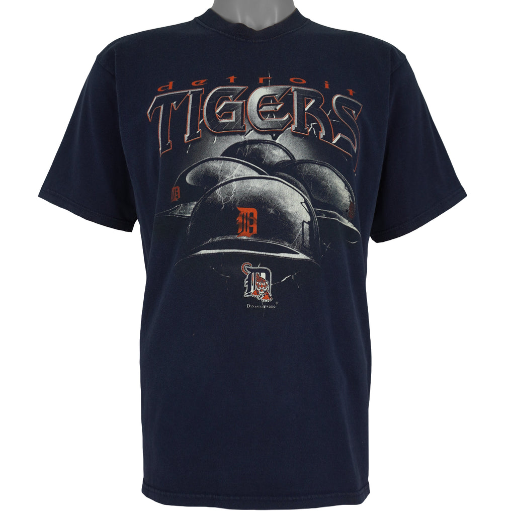 MLB (Dynasty) - Detroit Tigers Helmets T-Shirt 2002 Large Vintage Retro Baseball