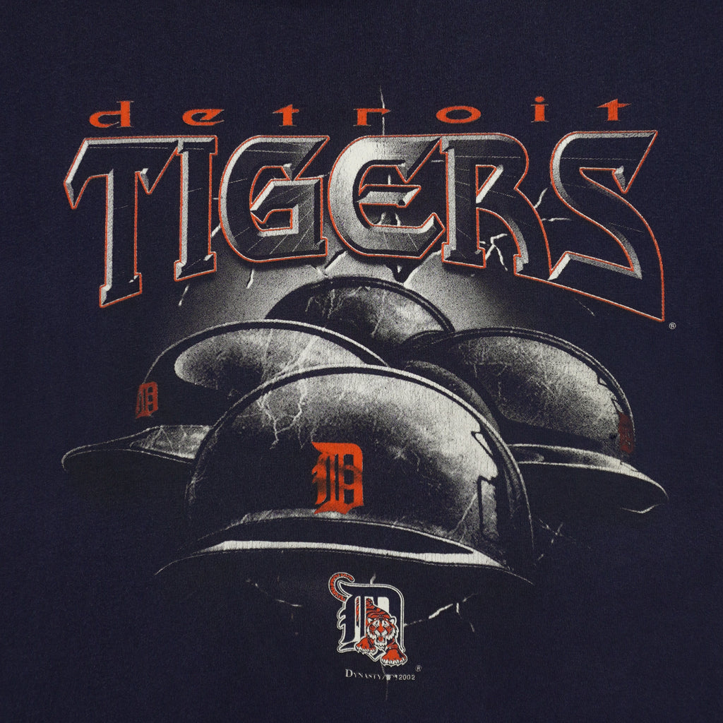 MLB (Dynasty) - Detroit Tigers Helmets T-Shirt 2002 Large Vintage Retro Baseball