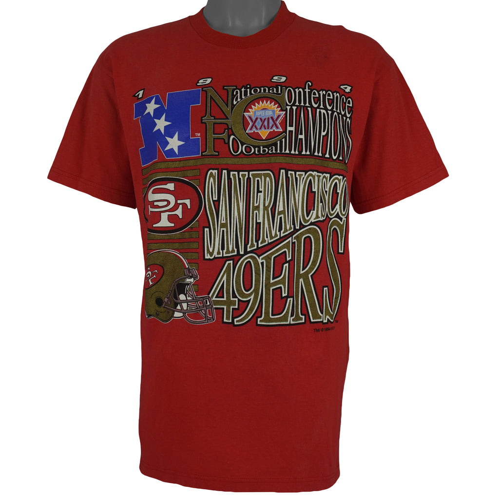 NFL (Competitor) - Red San Francisco 49ers Spell-Out T-Shirt 1994 Large Vintage Retro Football