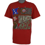 NFL (Competitor) - Red San Francisco 49ers Spell-Out T-Shirt 1994 Large Vintage Retro Football