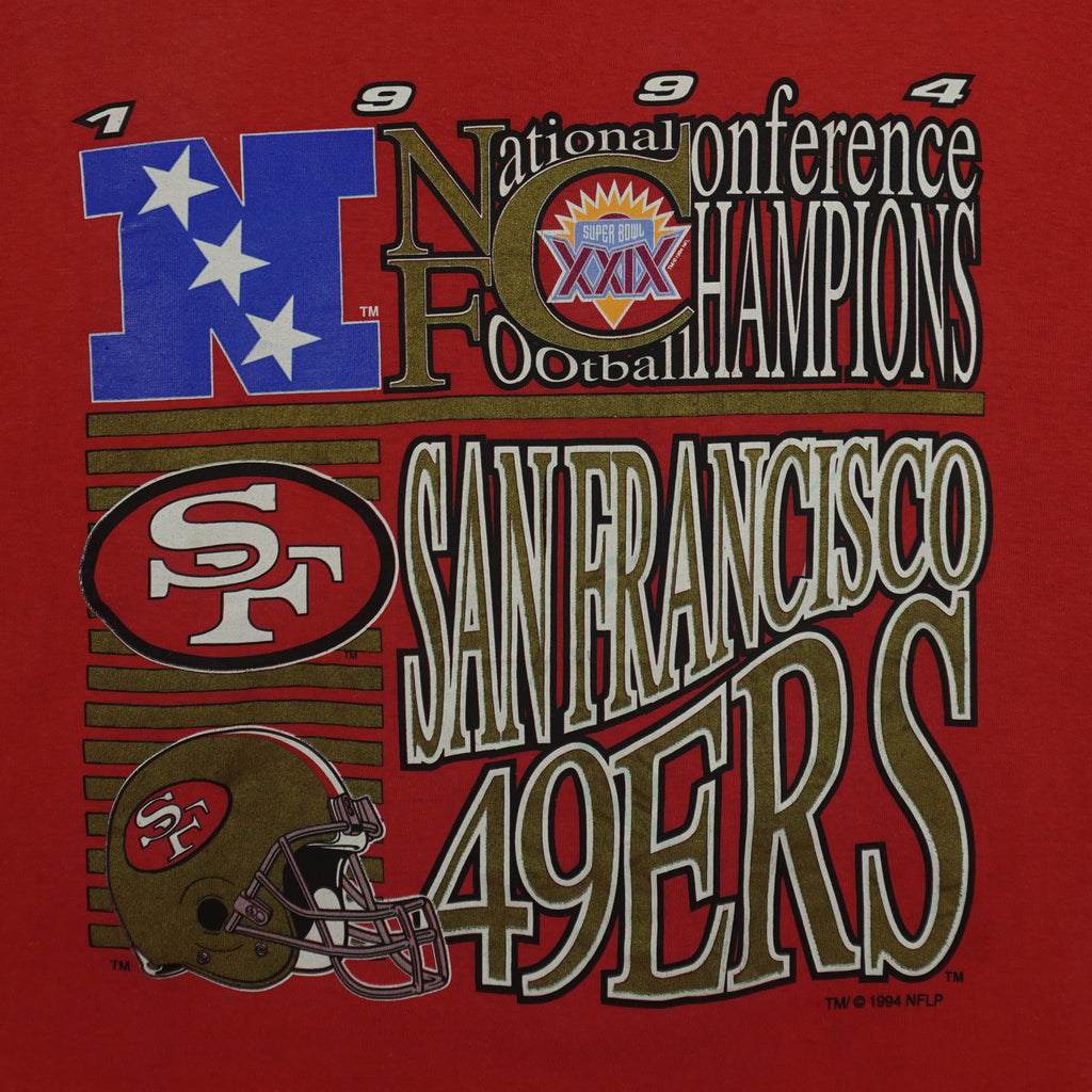 NFL (Competitor) - Red San Francisco 49ers Spell-Out T-Shirt 1994 Large Vintage Retro Football