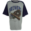 MLB (Artex) - Grey & Blue Milwaukee Brewers Single Stitch T-Shirt 1994 X-Large Vintage Retro Baseball