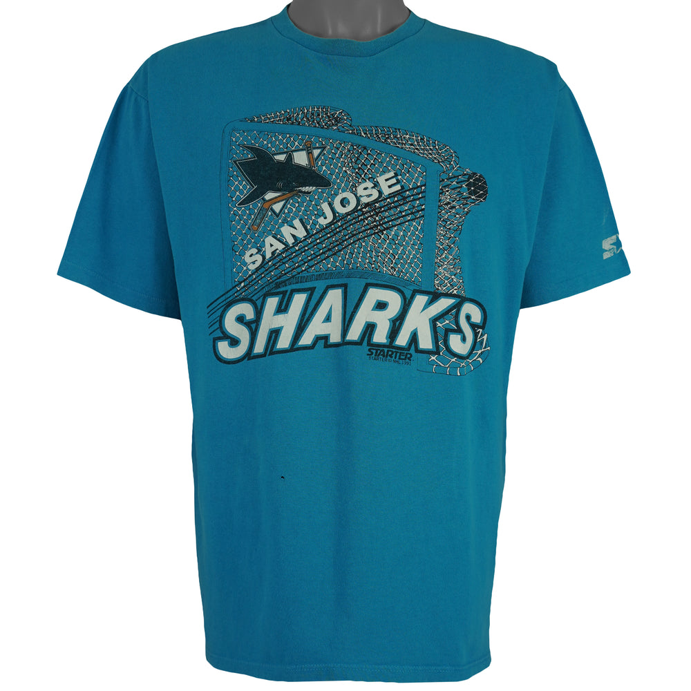 Starter (NHL)  - San Jose Sharks Goalie T-Shirt 1991 Large