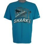 Starter (NHL)  - San Jose Sharks Goalie T-Shirt 1991 Large