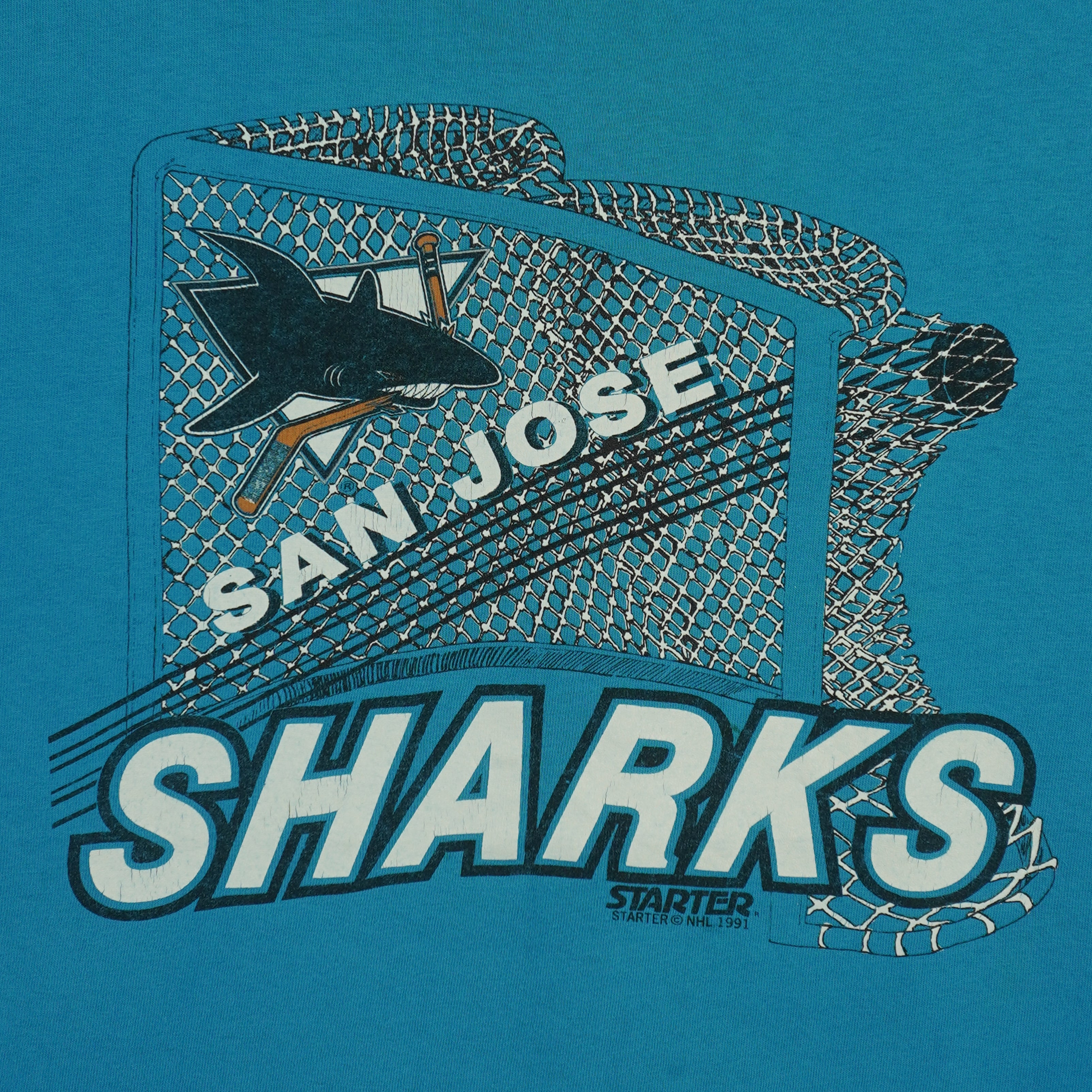 Starter (NHL)  - San Jose Sharks Goalie T-Shirt 1991 Large