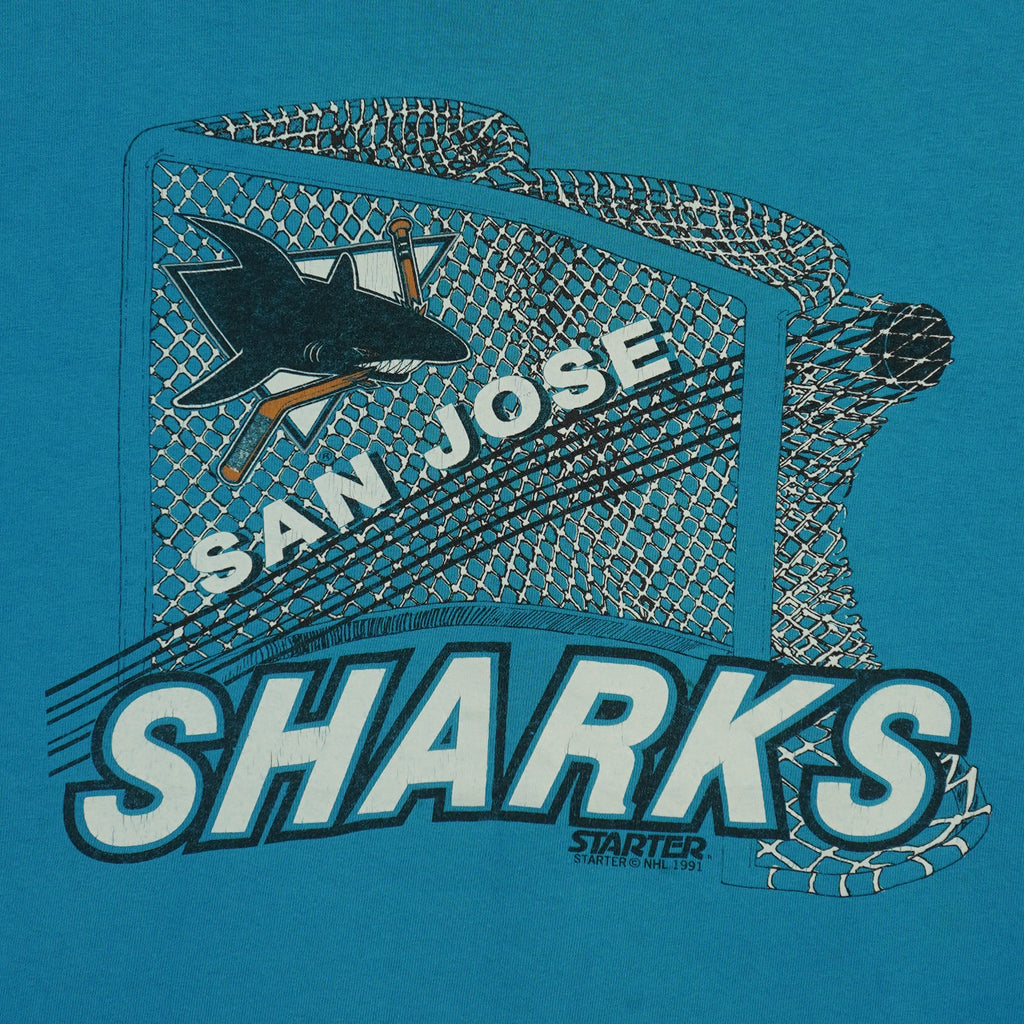Starter (NHL)  - San Jose Sharks Goalie T-Shirt 1991 Large