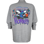 NBA (Signal) - Charlotte Hornets Big Logo Long Sleeved Shirt 1990s Large Vintage Retro Basketball