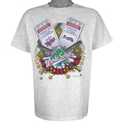 MLB (Salem) - Twins VS Braves World Series Tickets T-Shirt 1991 Large Vintage Retro Baseball