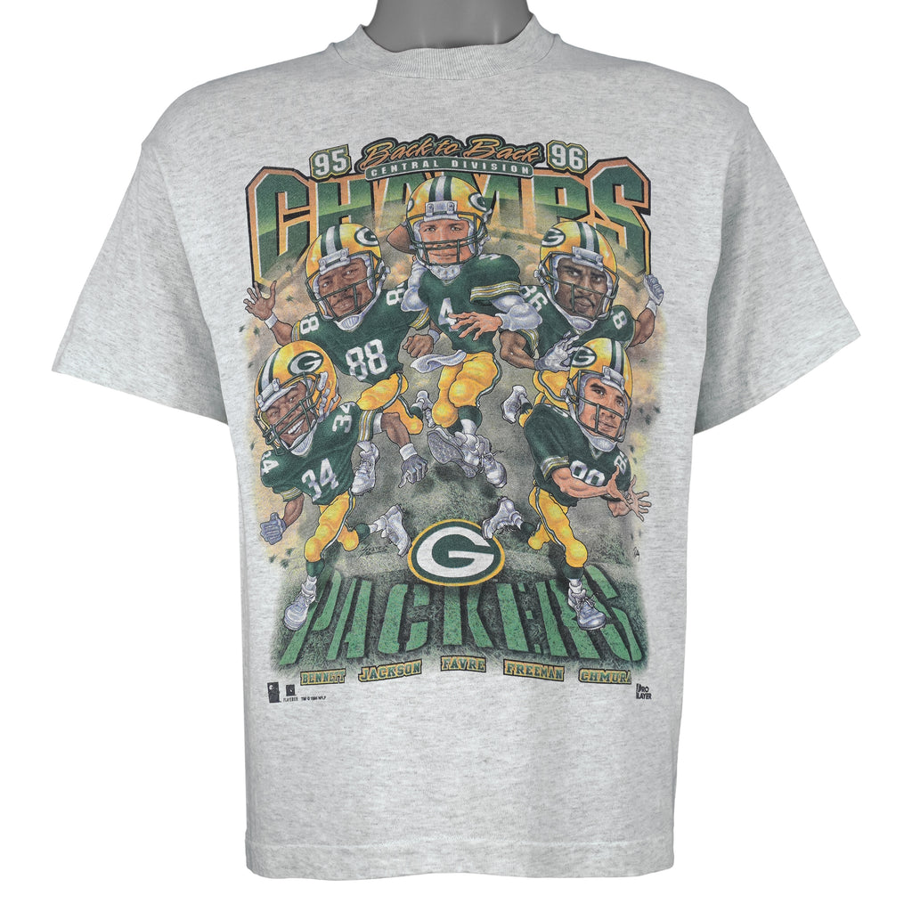 NFL (Pro Player) - Green Bay Packers Champs Players Caricature T-Shirt 1996 Medium Vintage Retro Football