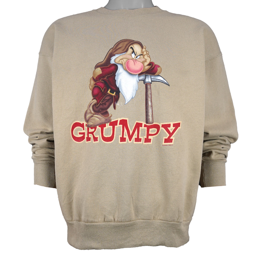 Disney (Hanes) - Grumpy Seven Dwarfs Crew Neck Sweatshirt 1990s Large Vintage Retro
