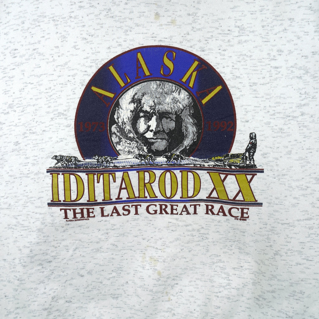 Vintage - Alaska Iditarod XX The Last Great Race 1/4 Zip-Up Sweatshirt 1991 X-Large Vintage Retro