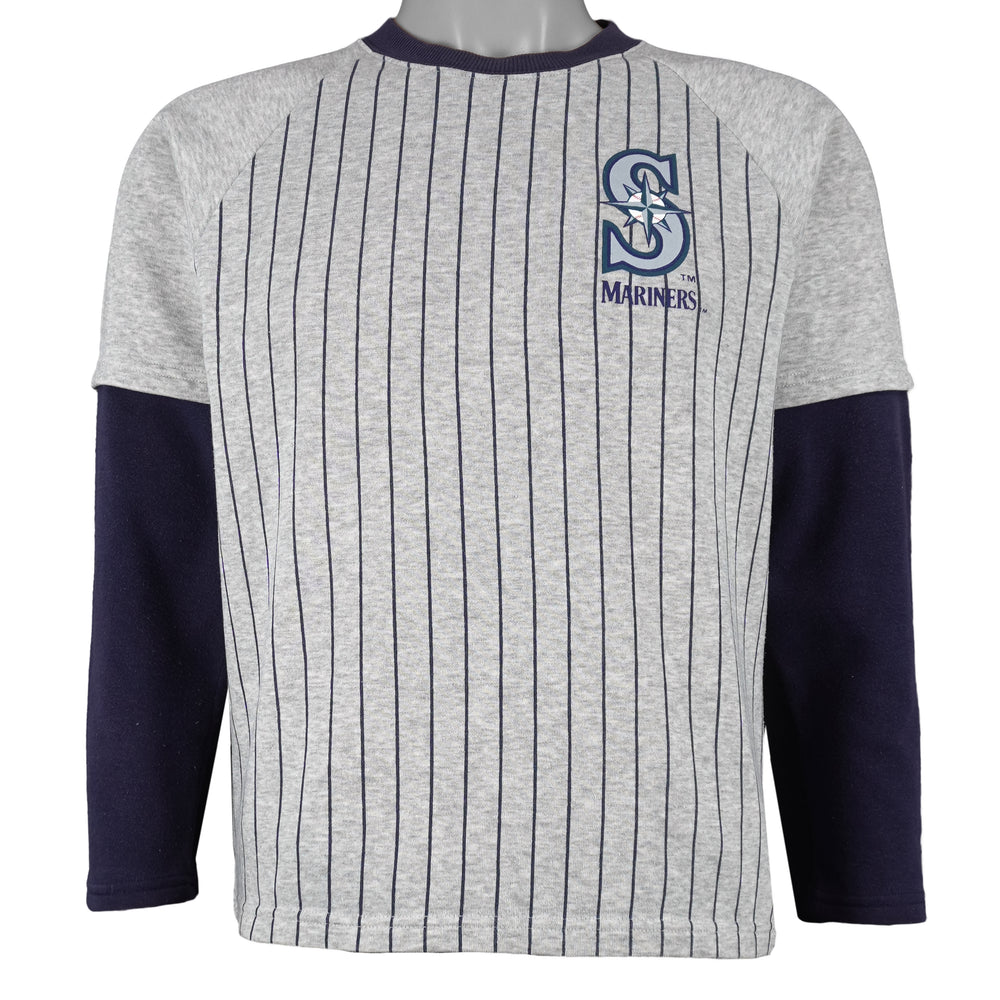 MLB - Seattle Mariners Pinstripe Long Sleeve Shirt 1990s Small Vintage Retro Baseball