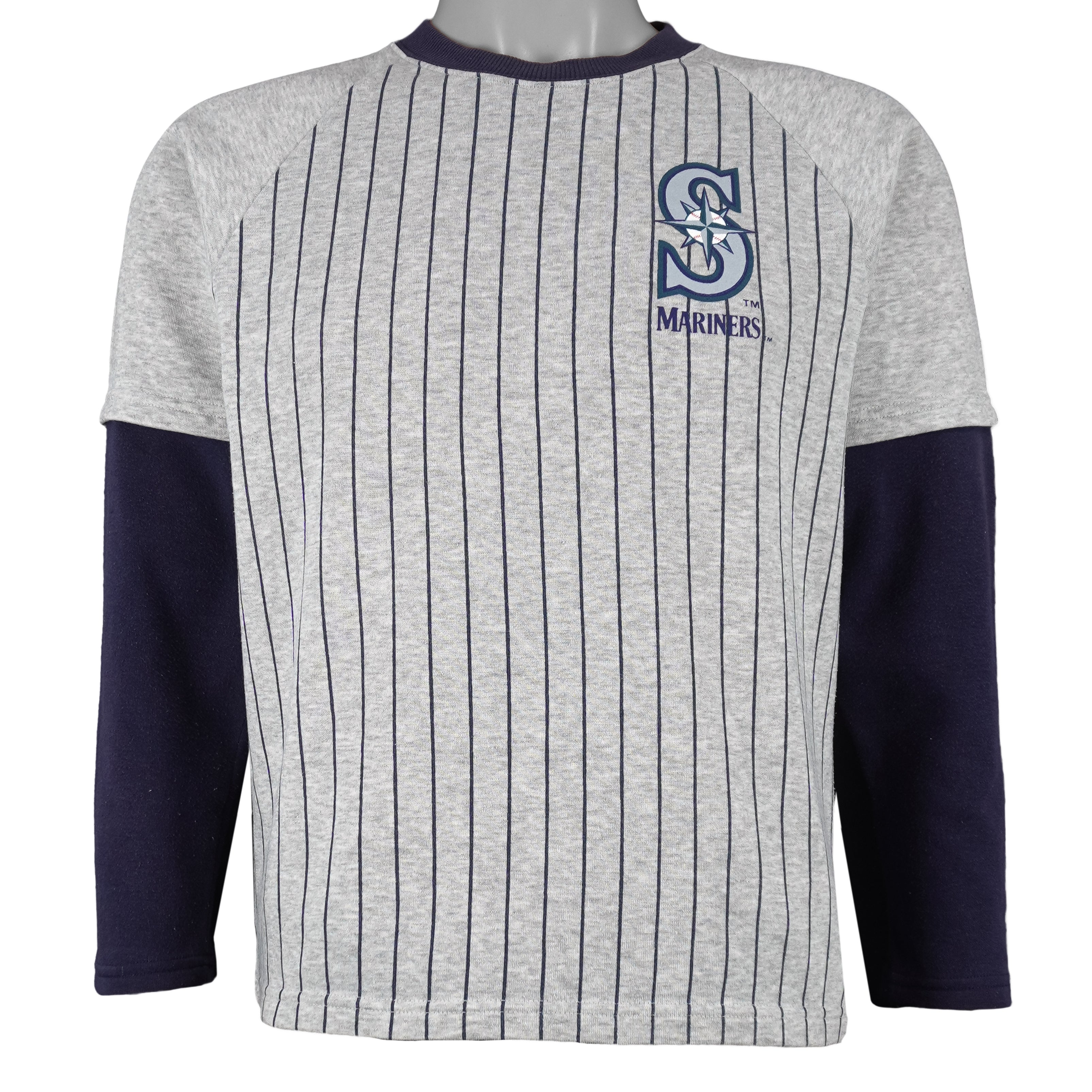 MLB - Seattle Mariners Pinstripe Long Sleeve Shirt 1990s Small Vintage Retro Baseball