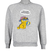 Vintage (Better T-shirt) - Garfield, I Live for Saturdays! Crew Neck Sweatshirt 1990s Large Vintage Retro
