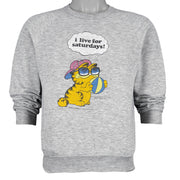 Vintage (Better T-shirt) - Garfield, I Live for Saturdays! Crew Neck Sweatshirt 1990s Large Vintage Retro