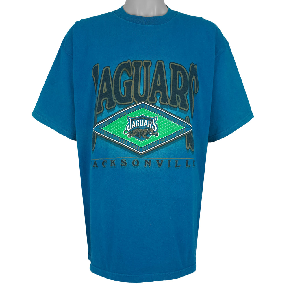 NFL (Logo 7) - Jacksonville Jaguars Big Spell-Out T-Shirt 1990s XX-Large Vintage Retro Football