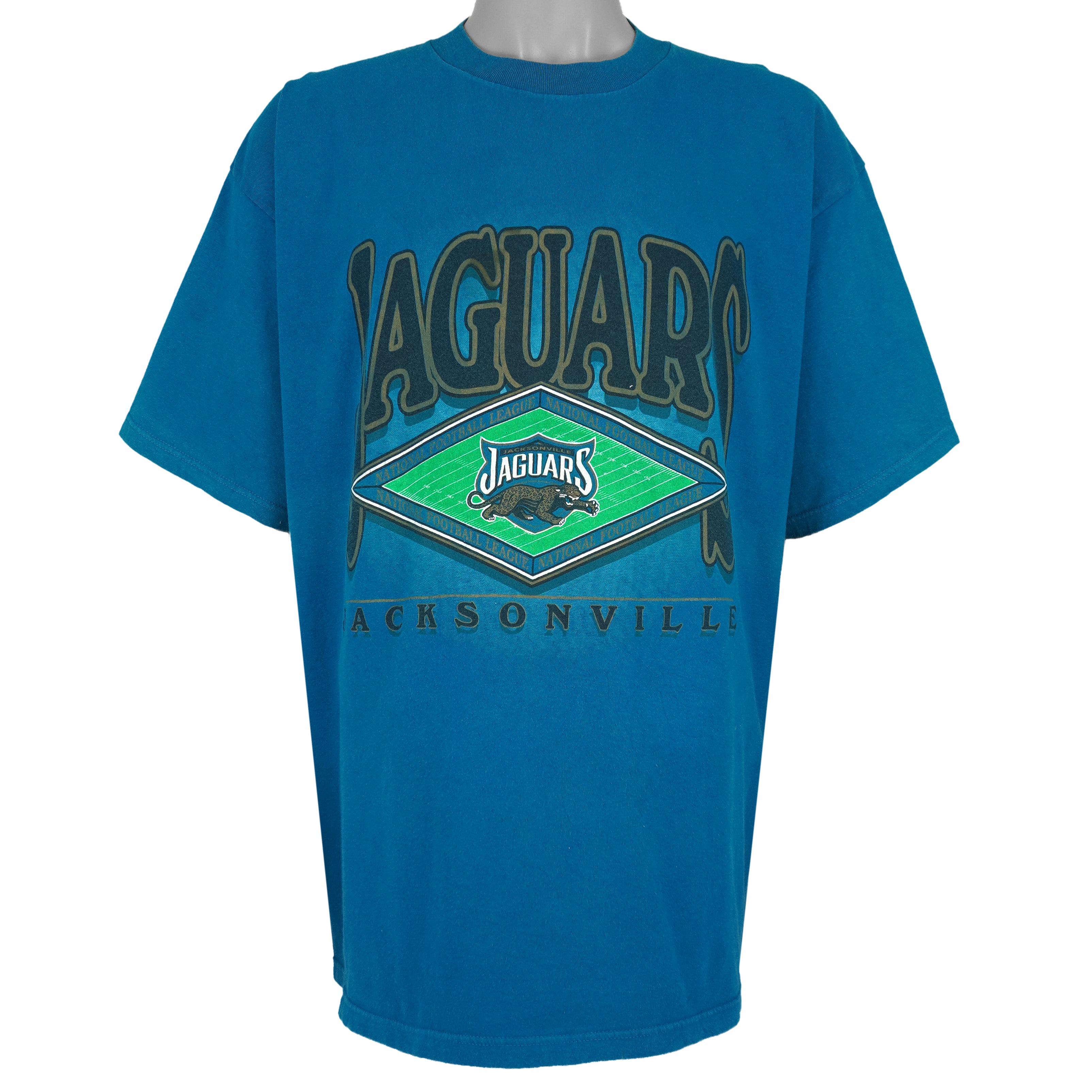 NFL (Logo 7) - Jacksonville Jaguars Big Spell-Out T-Shirt 1990s XX-Large Vintage Retro Football