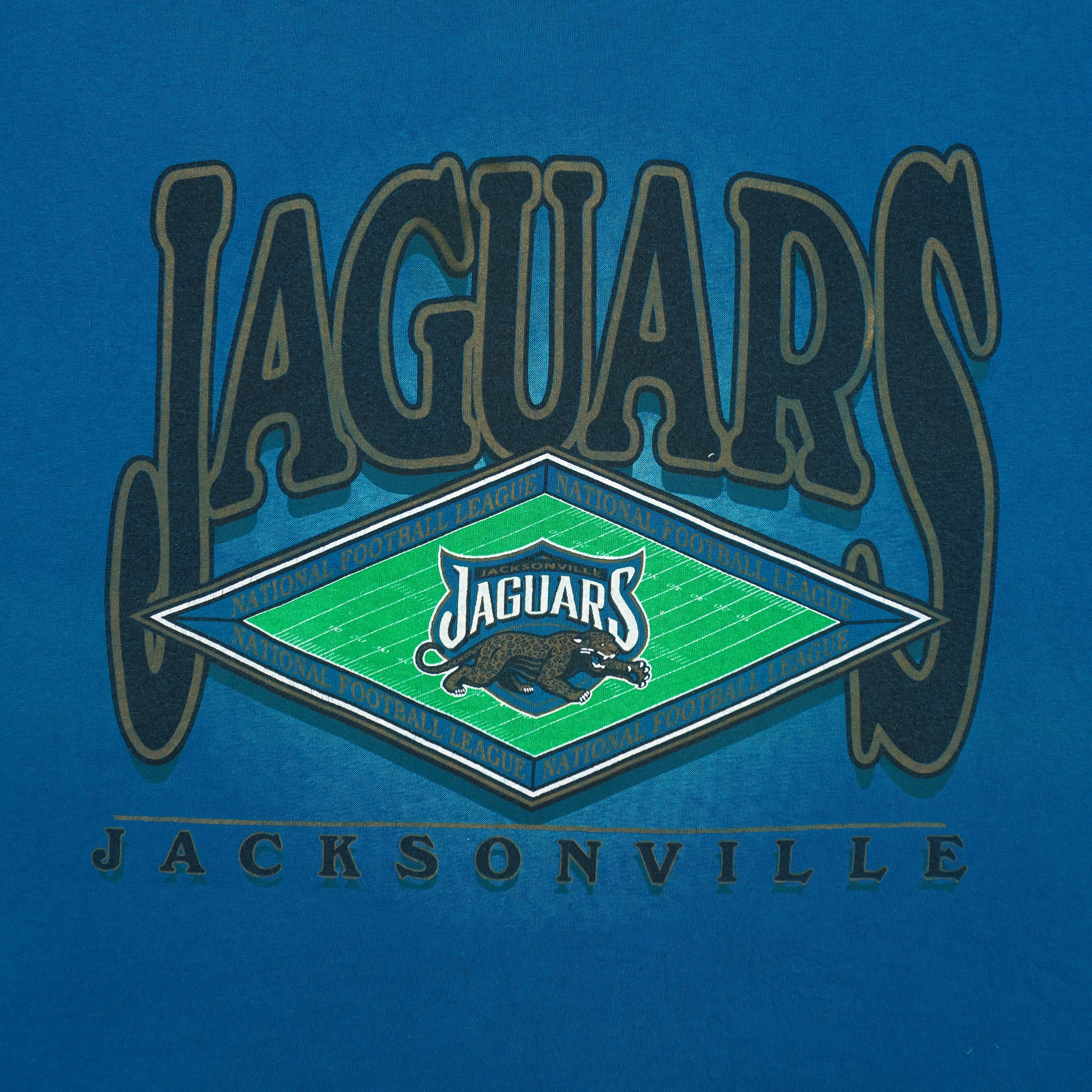 NFL (Logo 7) - Jacksonville Jaguars Big Spell-Out T-Shirt 1990s XX-Large Vintage Retro Football