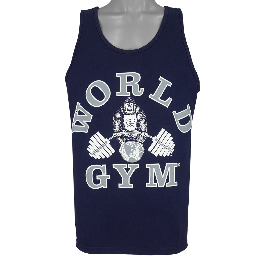 Vintage - World Gym, Big Spell-Out Sleeveless Shirt 1990s Medium Vintage Retro